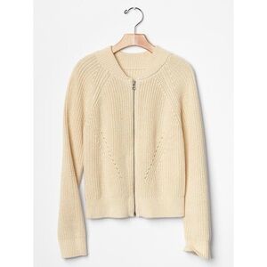 NWT GAP Kids Ribbed Bomber Sweater Jacket French Vanilla